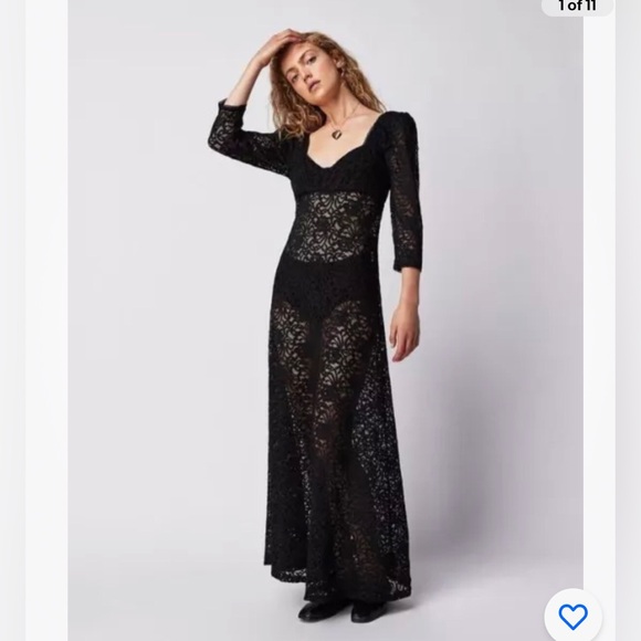 Free People Adored Black Lace Maxi Dress Size S. B27 - Picture 1 of 11